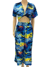Load image into Gallery viewer, R91-TVNT064 (Blue scenery), Ladies Rayon Twist-V-Neck matching Top