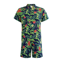 Load image into Gallery viewer, N90-AR23154/N90-TR23154 (Navy With Green Leaf), Men (92% polyester + 8% spandex) Aloha Shirt/Shorts/Set