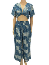 Load image into Gallery viewer, R91-P527 (Vintage blue pineapple), Ladies Rayon Palazzo Pants with Smock Waist