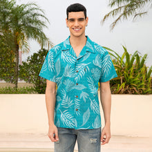 Load image into Gallery viewer, C90-A552 (Aqua leaf), Men 100% Cotton Aloha Shirt
