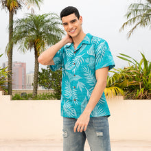Load image into Gallery viewer, C90-A552 (Aqua leaf), Men 100% Cotton Aloha Shirt