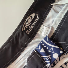 Load image into Gallery viewer, N90-B2219 (Navy turtle tribal), Men Microfiber Boardshort (4 - way stretch) - three pockets - Size 34‘ outseam is 22 inch.