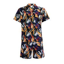 Load image into Gallery viewer, N90-AR23088/N90-TR23088 (Black With Orange Leaf), Men (92% polyester + 8% spandex) Aloha Shirt/Shorts/Set