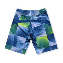 Load image into Gallery viewer, N90-B8118 (Quad sequence-navy/lime), Men Microfiber Boardshort - (4-way stretch) - one pocket - Size 34‘ outseam is 22 inch.