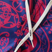 Load image into Gallery viewer, N90-B2213 (Navy with purple turtle tribal), Men Microfiber Boardshort (4 - way stretch) - Size 34‘ outseam is 22 inch.