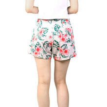 Load image into Gallery viewer, N91-CW9754 (Offwhite with pink hibiscus), Ladies 4-way stretch comfort waist shorts