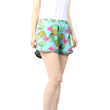 Load image into Gallery viewer, N91-CW9584 (Green with yellow pineapple), Ladies 4-way stretch comfort waist shorts
