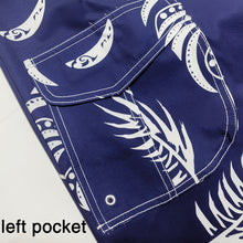 Load image into Gallery viewer, N90-B2119 (Navy with white tribal), Men Microfiber Boardshort (4 - way stretch) - three pockets - Size 34‘ outseam is 22 inch.
