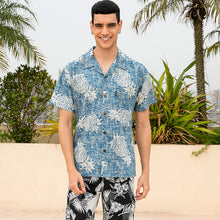 Load image into Gallery viewer, C90-A527 (Vintage blue pineapple), Men 100% Cotton Aloha Shirt