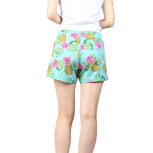 Load image into Gallery viewer, N91-CW9584 (Green with yellow pineapple), Ladies 4-way stretch comfort waist shorts