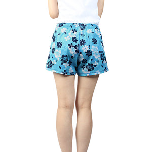 N91-CW9219 (Baby blue floral),  Ladies 4-way stretch comfort waist shorts