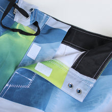 Load image into Gallery viewer, N90-B8118 (Quad sequence-navy/lime), Men Microfiber Boardshort - (4-way stretch) - one pocket - Size 34‘ outseam is 22 inch.