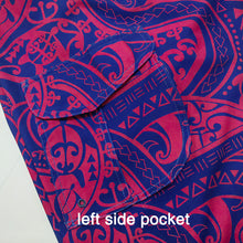 Load image into Gallery viewer, N90-B2213 (Navy with purple turtle tribal), Men Microfiber Boardshort (4 - way stretch) - Size 34‘ outseam is 22 inch.