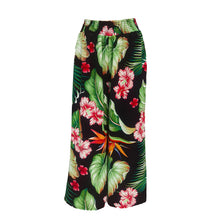 Load image into Gallery viewer, N91-P25058 (Black Hawaiian Garden), Ladies Crepe 100% Polyester Palazzo Pants with Smock Waist