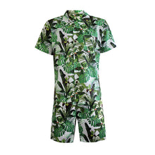 Load image into Gallery viewer, N90-AR23958/N90-TR23958 (White With Green Leaf), Men (92% polyester + 8% spandex)  Aloha Shirt/Shorts/Set