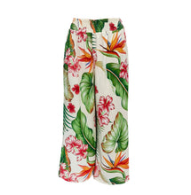 Load image into Gallery viewer, N91-P25758 (Beige Hawaiian Garden), Ladies Crepe 100% Polyester Palazzo Pants with Smock Waist
