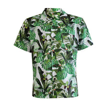Load image into Gallery viewer, N90-AR23958/N90-TR23958 (White With Green Leaf), Men (92% polyester + 8% spandex)  Aloha Shirt/Shorts/Set