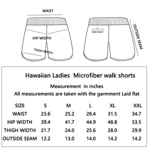 N91-W1498 (Burgundy solid with rainbow design), Ladies 100% Microfiber Walk Shorts