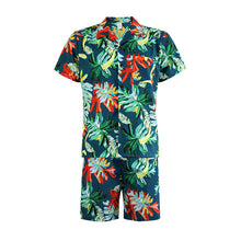 Load image into Gallery viewer, N90-AR23588/N90-TR23588 (Green With Orange Leaf), Men (92% polyester + 8% spandex) Aloha Shirt/Shorts/Set
