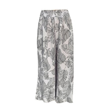Load image into Gallery viewer, N91-P2590 (White Leaf), Ladies Crepe 100% Polyester Palazzo Pants with Smock Waist