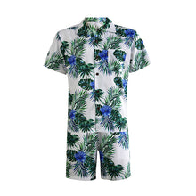 Load image into Gallery viewer, N90-AR23951/N90-TR23951 (White With Blue/Green Floral), Men (92% polyester + 8% spandex)  Aloha Shirt/Shorts/Set
