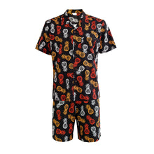 Load image into Gallery viewer, N90-AR23098/N90-TR23098 (Black/Red/White Pineapple), Men (92% polyester + 8% spandex) Aloha Shirt/Shorts/Set