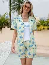 Load image into Gallery viewer, N90-AR23581/N90-TR23581 (Light Green Lemon), Men (92% polyester + 8% spandex Aloha Shirt/Shorts/Set