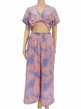 Load image into Gallery viewer, N91-TVNT2524(Sky Fern), Ladies Crepe 100% Polyester Twist-V-Neck matching Top