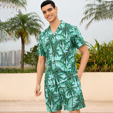 Load image into Gallery viewer, N90-AR23557/N90-TR23557 (Light Green Tree), Men (92% polyester + 8% spandex) Aloha Shirt/Shorts/Set