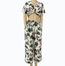Load image into Gallery viewer, R91-TVNT885 (Off white floral), Ladies Crepe 100% Polyester Twist-V-Neck matching Top