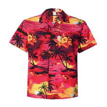 Load image into Gallery viewer, C90-A066 (Red scenery), Men 100% Cotton Aloha Shirt