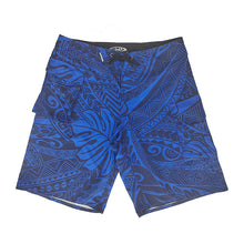 Load image into Gallery viewer, N90-B2412B (Blue tribal), Men Microfiber Boardshort (4 - way stretch) - Size 34‘ outseam is 22 inch.