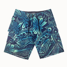 Load image into Gallery viewer, N90-B2412G (Green tribal), Men Microfiber Boardshort (4 - way stretch) - Size 34‘ outseam is 22 inch. (Copy)