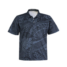 Load image into Gallery viewer, N90-P2406B (Tribal Black), Men Microfiber Breathable Knitted Aloha Polo Shirt