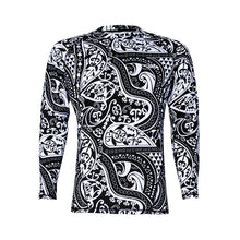 Load image into Gallery viewer, N90-RG2209 (white with black turtle tribal), Men UPF 50+ Sun Protection Outdoor surfing, seaside, sailing Lightweight Long Sleeve Rash Guard Outdoor Shirt