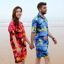 Load image into Gallery viewer, C90-A064 (Blue scenery), Men 100% Cotton Aloha Shirt