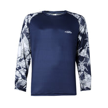 Load image into Gallery viewer, N90-UV517S (Navy with cream floral+Navy), Men UPF 50+ Sun Protection Outdoor Lightweight Long Sleeve Outdoor Hiking Fishing Running UV Shirt
