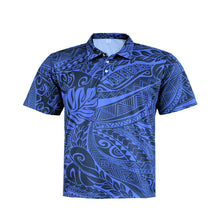 Load image into Gallery viewer, N90-P2412B (Tribal Navy), Men Microfiber Breathable Knitted Aloha Polo Shirt