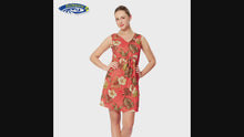 Load and play video in Gallery viewer, R91-D8459 (Brick floral), Ladies Aloha Dress 100% Rayon
