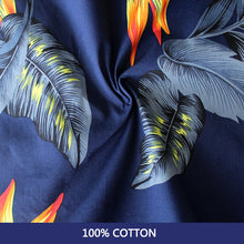 Load image into Gallery viewer, C90-A5124 (Navy bird of Paradise), Men 100% Cotton Aloha Shirt