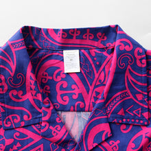 Load image into Gallery viewer, C90-A2213 (Navy with purple turtle tribal), Men 100% Cotton Aloha Shirt