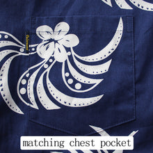 Load image into Gallery viewer, C90-A2119 (Navy with white tribal), Men 100% Cotton Aloha Shirt