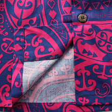 Load image into Gallery viewer, C90-A2213 (Navy with purple turtle tribal), Men 100% Cotton Aloha Shirt