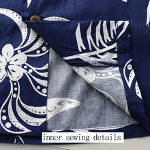 Load image into Gallery viewer, C90-A2119 (Navy with white tribal), Men 100% Cotton Aloha Shirt