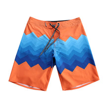 Load image into Gallery viewer, N90-B982 (Adjacent divide-apricot/bule), Men Microfiber Boardshort- (4-way stretch) - one pocket - Size 34‘ outseam is 22 inch.
