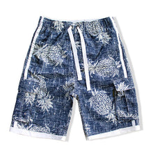 Load image into Gallery viewer, N90-T517N (Vintage navy pineapple, cargo pockets), Men Microfiber Swimtrunk