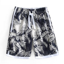 Load image into Gallery viewer, N90-T507 (Black with cream floral, cargo pockets), Men Microfiber Swimtrunk (4-way stretch)
