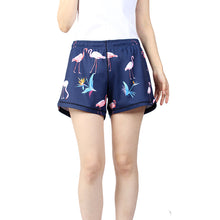 Load image into Gallery viewer, N91-CW9142 (Navy with pink flamingo), Ladies 4-way stretch comfort waist shorts