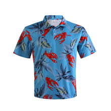 Load image into Gallery viewer, N90-P22224 (Sky lobster), Men Microfiber Breathable Knitted Aloha Polo Shirt
