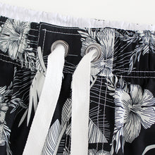 Load image into Gallery viewer, N90-T507 (Black with cream floral, cargo pockets), Men Microfiber Swimtrunk (4-way stretch)